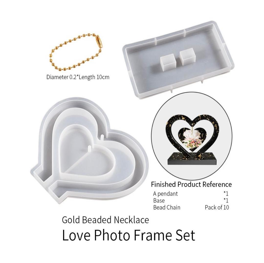 Heart shape photo frame set mold