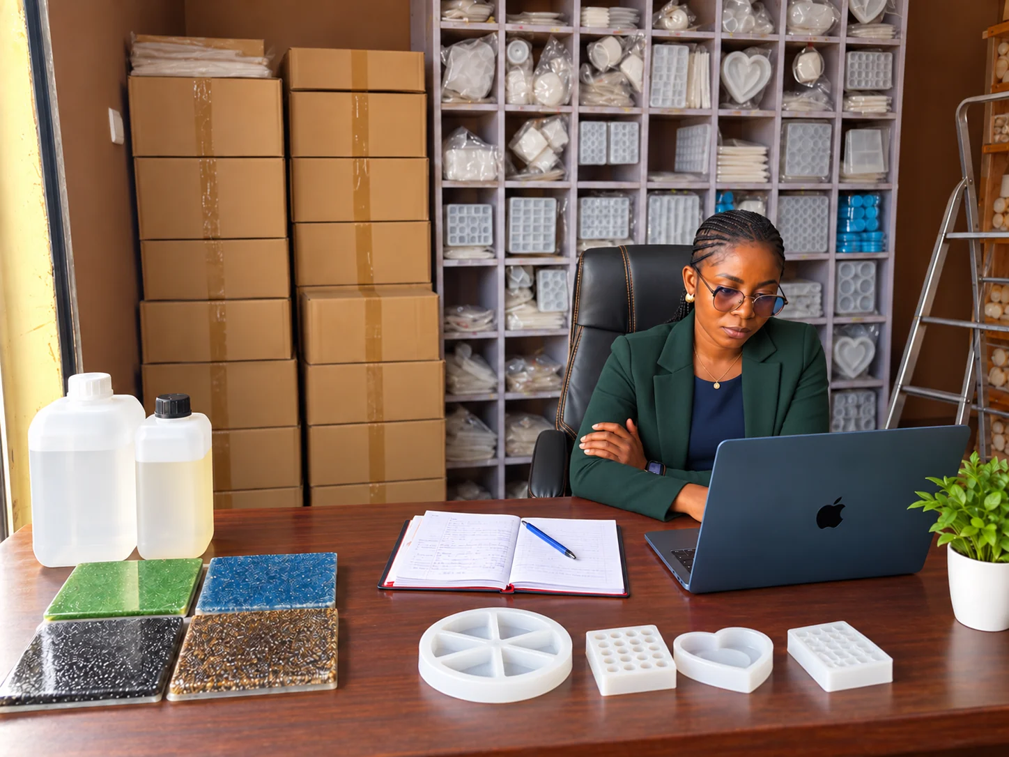 PatChem owner managing customer orders from the shop
